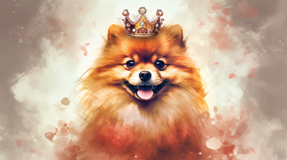 Pomeranian with a Princess Cut hairstyle