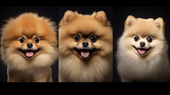 Pomeranian with various adorable haircuts