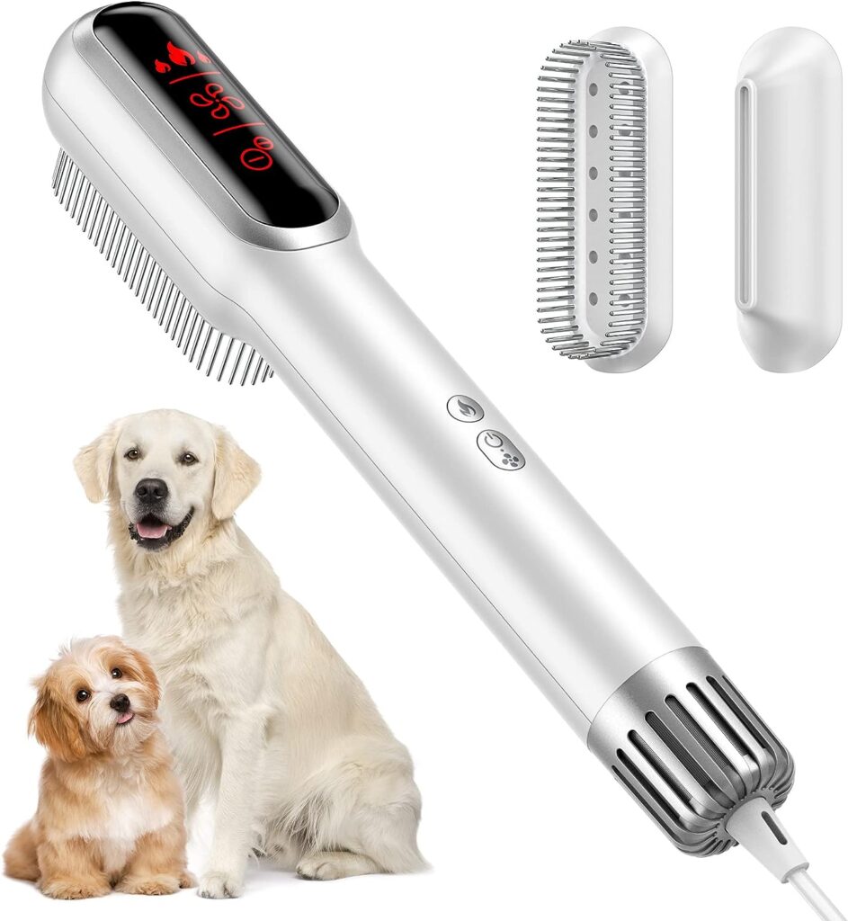 POSEAG Portable Dog Blow Dryer,Less Noise Dog Hair Dryer Smart Temp Feature,Dog Blower Grooming Dryer with Adjustable 3 Temperature Settings3 Airflow Speed Settings for Household Travel-White