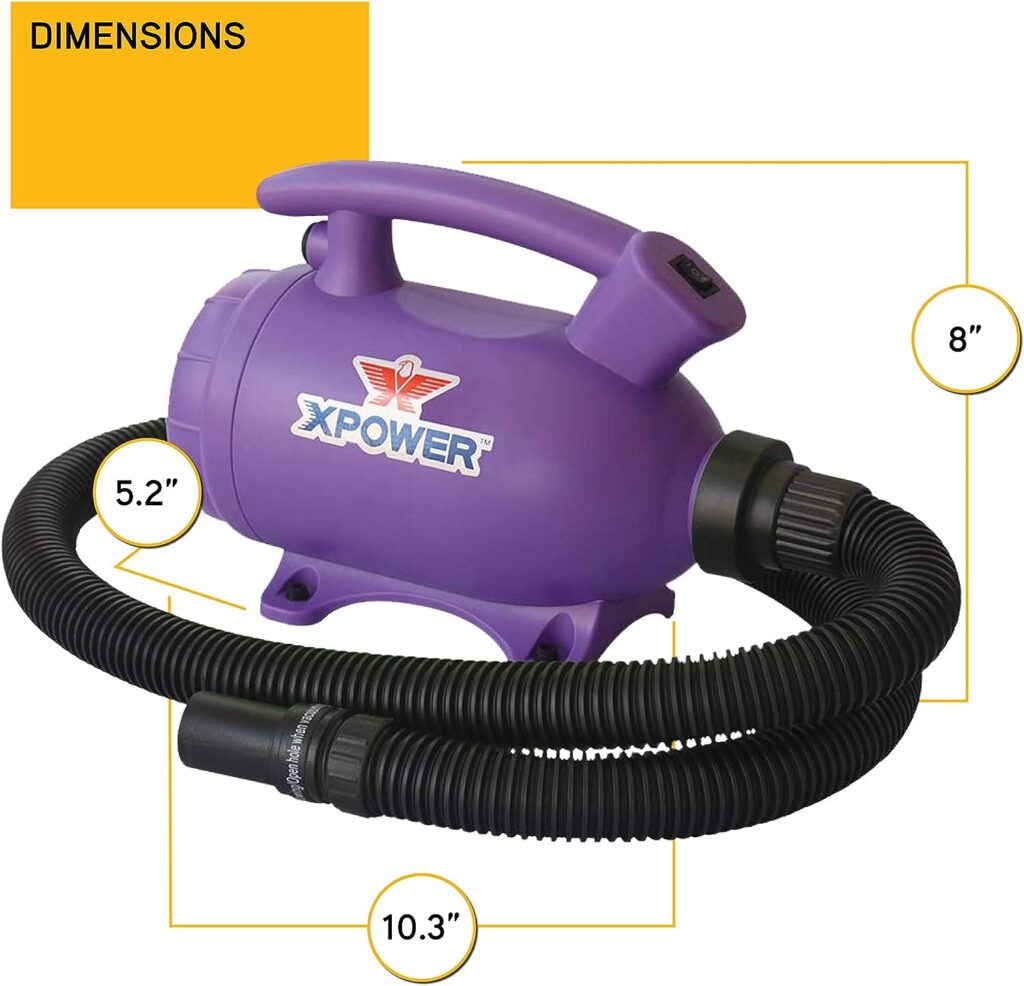 XPOWER Purple B-55 Home Pet Dryer and Vaccuum for Grooming, 1 Count (Pack of 1)