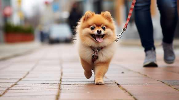 Pomeranian Mastering Loose-Leash Walking