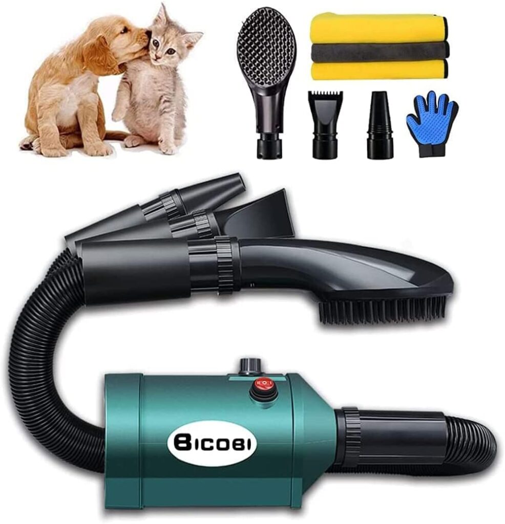 Bicobi Dog Cat Hair Dryer,Professinal Double Force Gooming Blower Dryer for Medium/Small Pets,IEC Certificated (M) (Pet Dryer) (Blower) (Green)