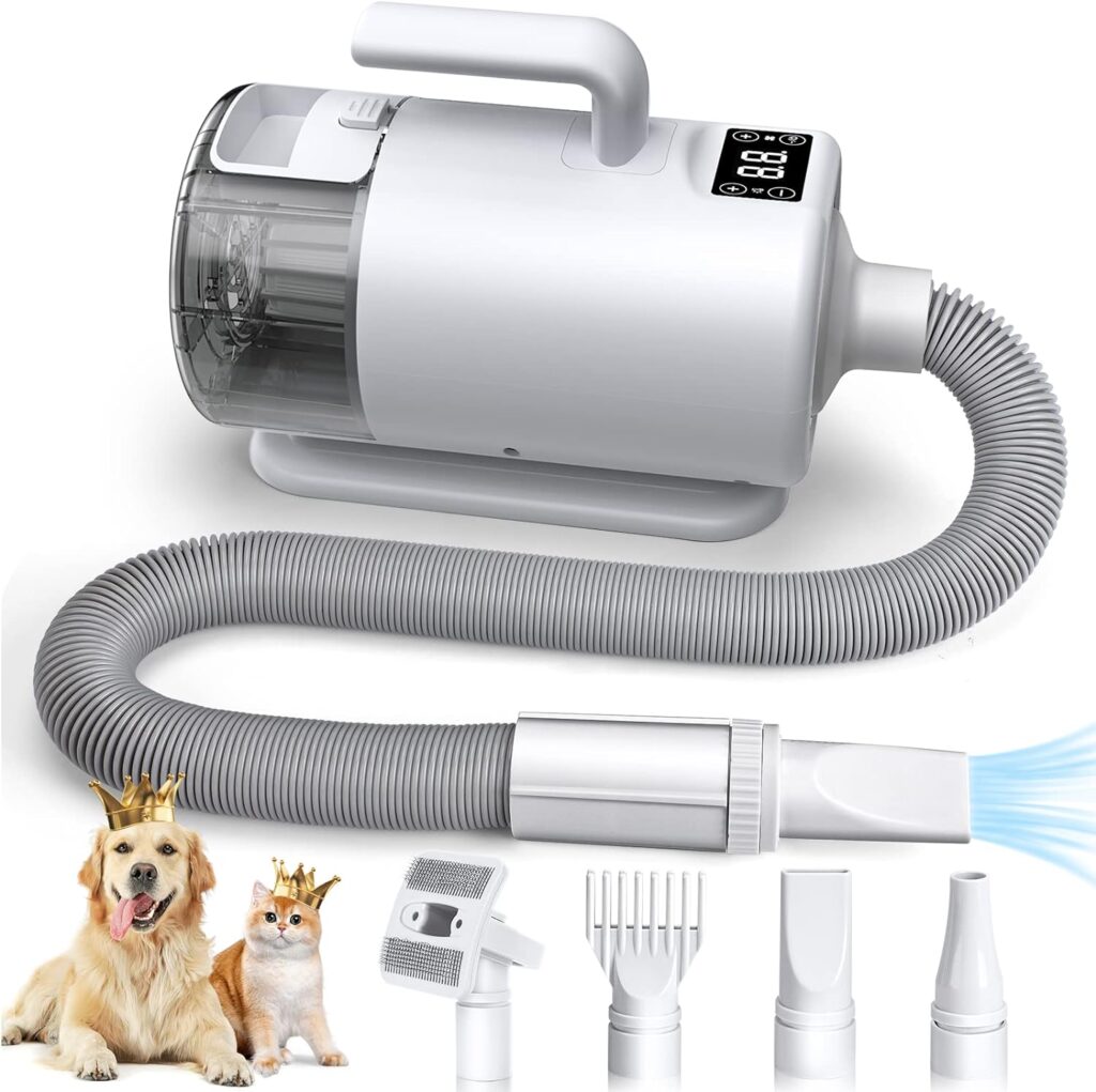 AIPERRO Pet Hair Dryer Blower and Vacuum 2 in 1 for Grooming with Adjustable Speed Temperature Control Dog Blow Dryer and Professional Pet Grooming Vacuum