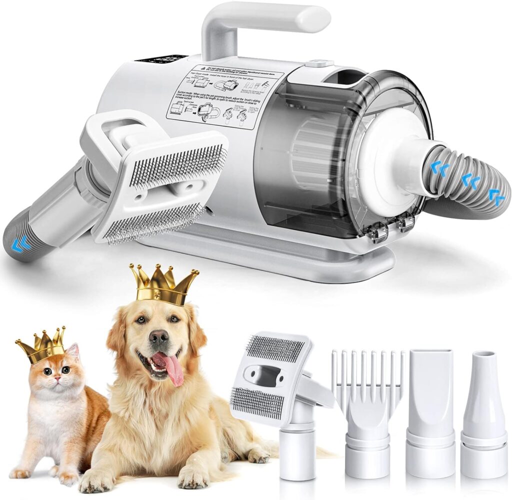 AIPERRO Pet Hair Dryer Blower and Vacuum 2 in 1 for Grooming with Adjustable Speed Temperature Control Dog Blow Dryer and Professional Pet Grooming Vacuum