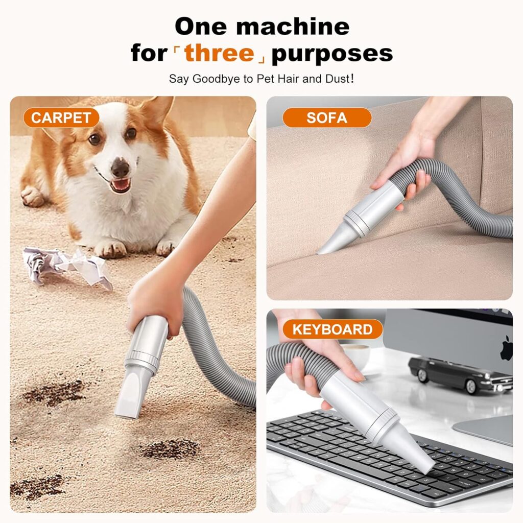 AIPERRO Pet Hair Dryer Blower and Vacuum 2 in 1 for Grooming with Adjustable Speed Temperature Control Dog Blow Dryer and Professional Pet Grooming Vacuum