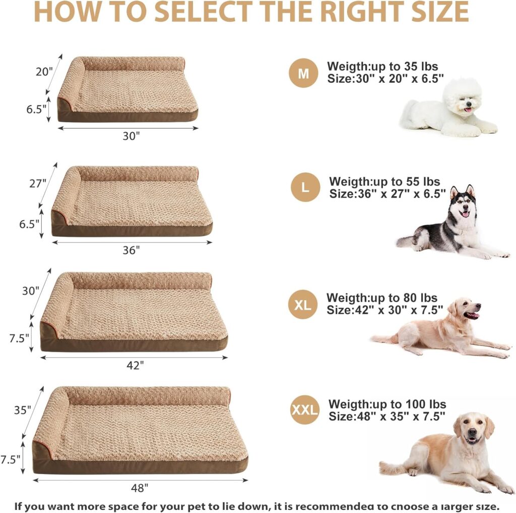 BFPETHOME Orthopedic Dog Beds for Large Dogs-Waterproof Sofa Dog Bed with Removable Washable Cover, Large Dog Bed with Waterproof Lining and Nonskid Bottom,Pet Bed for Large Dogs.