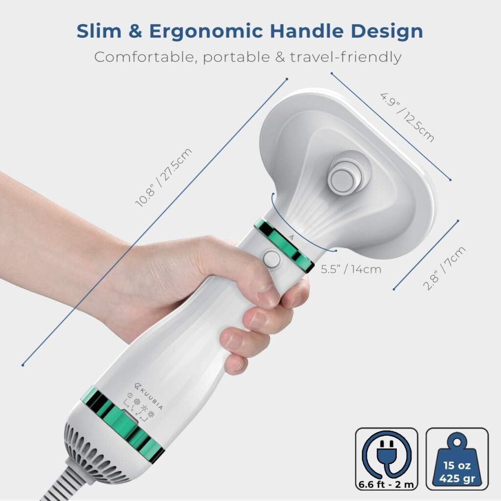 Dog Hair Dryer for Dogs Cats | Portable and Quiet 2 in 1 Pet Hair Dryer with Self Cleaning Slicker Brush | Cat Dog Blower Grooming Dryer | Professional Pet Blow Dryer | Adjustable Temperature