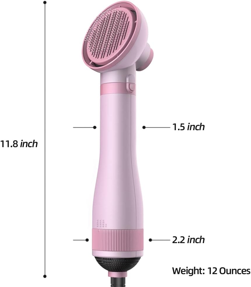 Dog Hair Dryer, Portable Pet Slicker Brush for Short or Long Hair, 2 in 1 Pet Gentle Grooming Blower Dryer for Dogs and Cats (Sakura Pink)