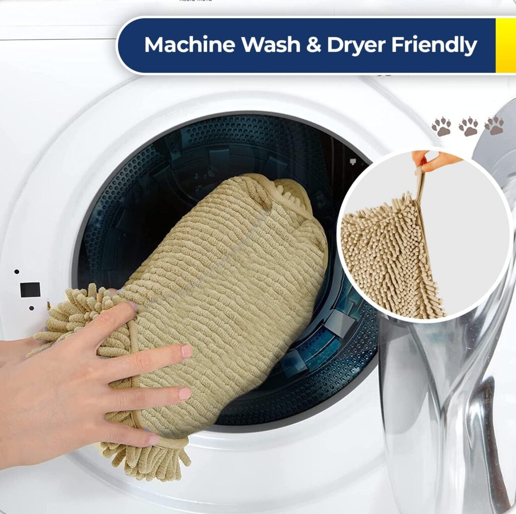 Muddy Mat® Doggy Dryer, Highly Absorbent Microfiber Washable Dog Shammy, Quick Drying Towel Absorber, Extra Soft Plush Wrap Chenille Bath Towels to Dry Soggy Large Pets Small Puppy - Beige