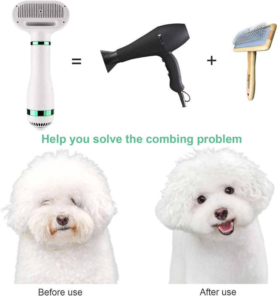 Ownpets 3 in 1 Pet Hair Dryer, Portable Dog Grooming Blower with Slicker Brush, Adjustable Temperature Fast-Drying Towel, Perfect Grooming Tool for Dogs, Cats Other Coated Breeds