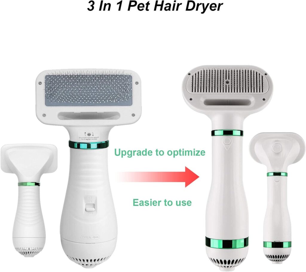 Ownpets 3 in 1 Pet Hair Dryer, Portable Dog Grooming Blower with Slicker Brush, Adjustable Temperature Fast-Drying Towel, Perfect Grooming Tool for Dogs, Cats Other Coated Breeds