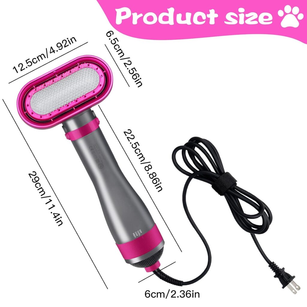 Pet hair dryer, upgraded 2-in-1 pet grooming hair dryer with a hair comb, home dog hair dryer, 360º surround air, three-stage thermostat, suitable for small and medium-sized dogs and cats