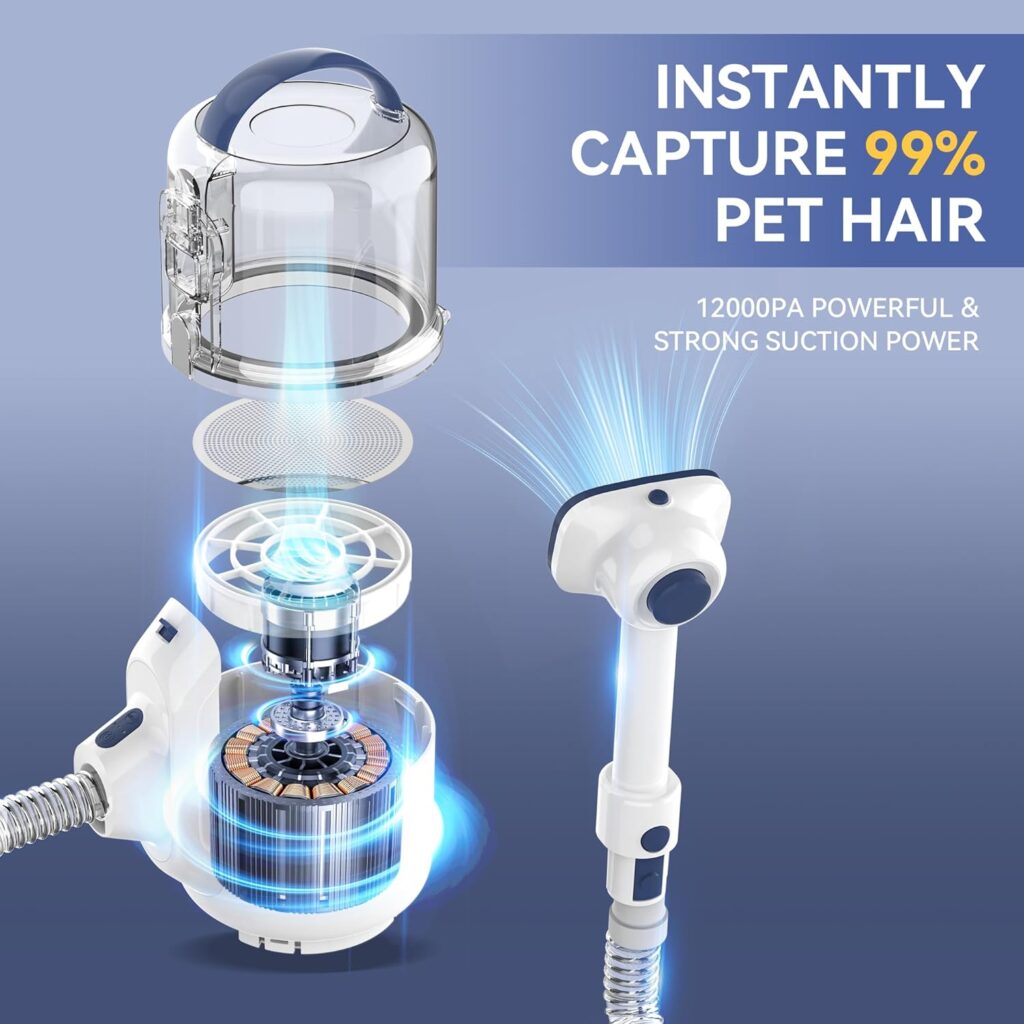 Yinole Pet Grooming Kit with Vacuum Suction - Dog Vacuum for Shedding Grooming with Professional Proven Grooming Tools for Dogs, Cats, and Other Animals - 99% Pet Hair Collection with 2.5L Capacity