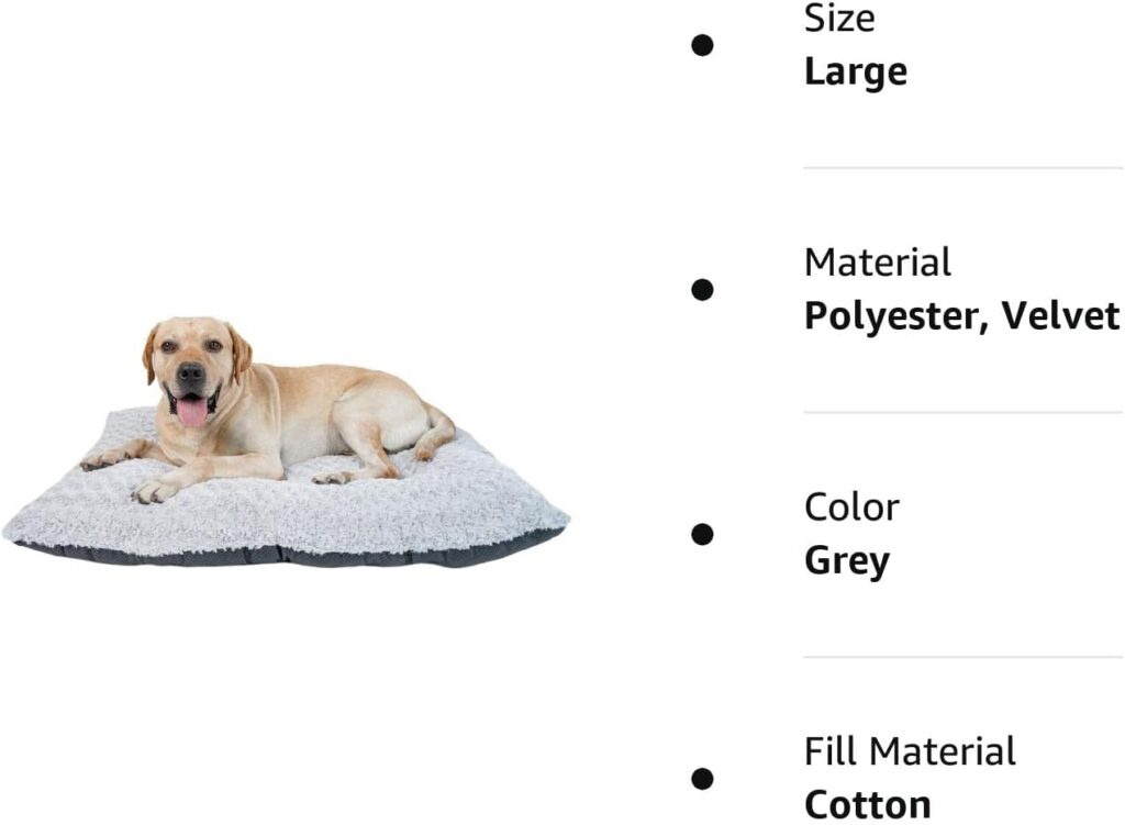 DOGKE Large Washable Dog Bed Deluxe Fluffy Plush, Anti-Slip Crate Pad, Made for Large, Medium, Small Dogs and Cats, for Sleeping and Anti Anxiety, 32x22, Gray