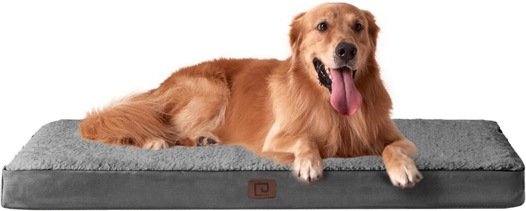 EHEYCIGA Washable Dog Beds for Large Dogs, Orthopedic Dog Bed for Crate with Removable Cover, Egg Crate Foam Pet Bed Mat for Medium Large Dogs Mattress Cushions, Fits Up to 60 Lbs Pets, Grey