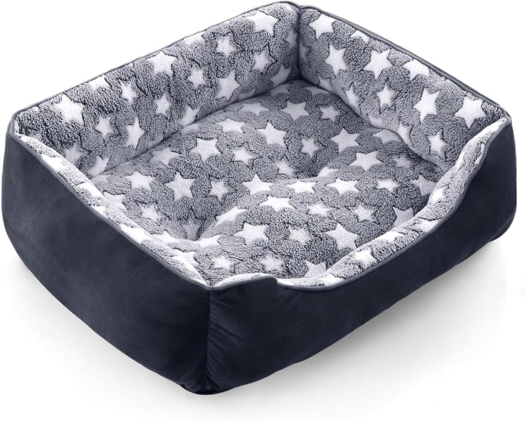 GASUR Rectangle Dog Bed for Small Dogs, Cozy Washable Dog Sofa Bed, Durable Pet Cuddler Anti-Slip Bottom, Soft Calming Sleeping Warming Puppy Bed