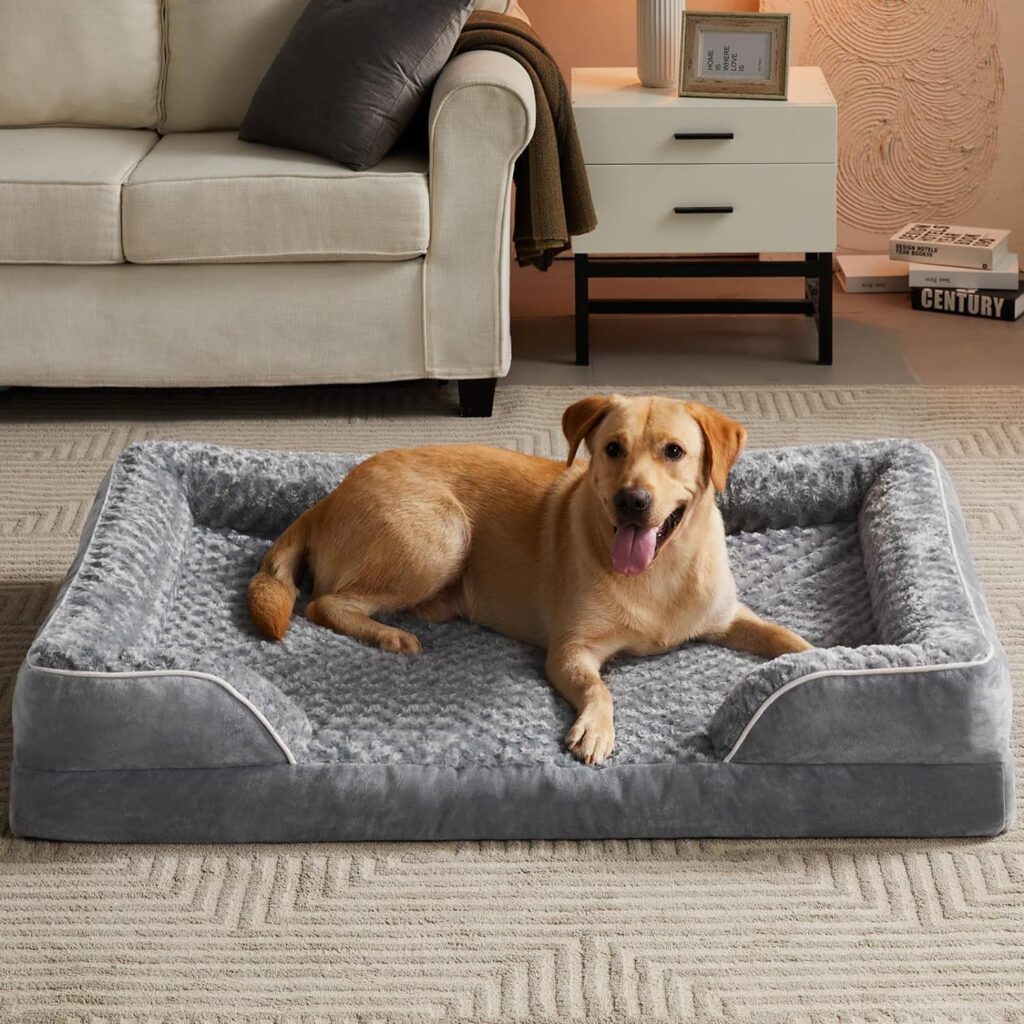 LNSSFFER Dog Beds for Large Dogs,Waterproof Dog Bed,Washable Dog Bed with Waterproof Lining Nonskid Bottom,Orthopedic Egg Foam Couch Dog Bed for Pet Sleeping,Dog Bed for Large Dogs