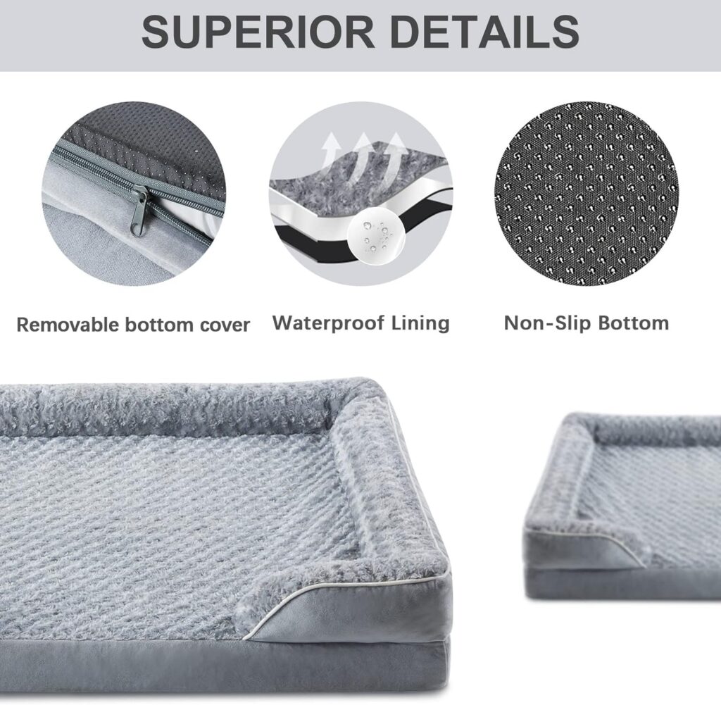 LNSSFFER Dog Beds for Large Dogs,Waterproof Dog Bed,Washable Dog Bed with Waterproof Lining Nonskid Bottom,Orthopedic Egg Foam Couch Dog Bed for Pet Sleeping,Dog Bed for Large Dogs