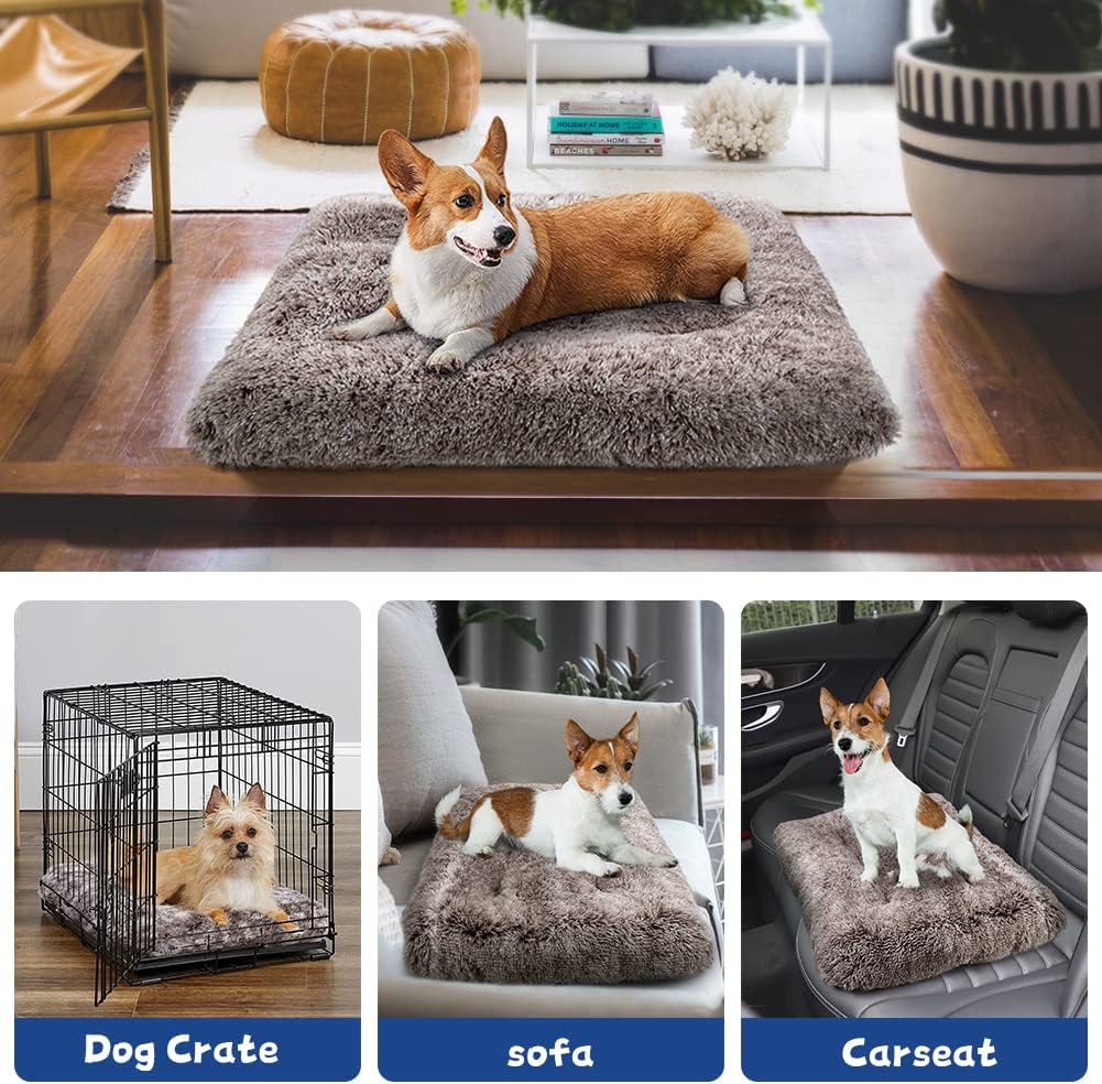 ULIGOTA Dog Bed Crate Pad Plush Dog Crate Mat for Small Medium Large Dogs Soft Dog Bed Anti Slip Fulffy Comfy Kennel Pad