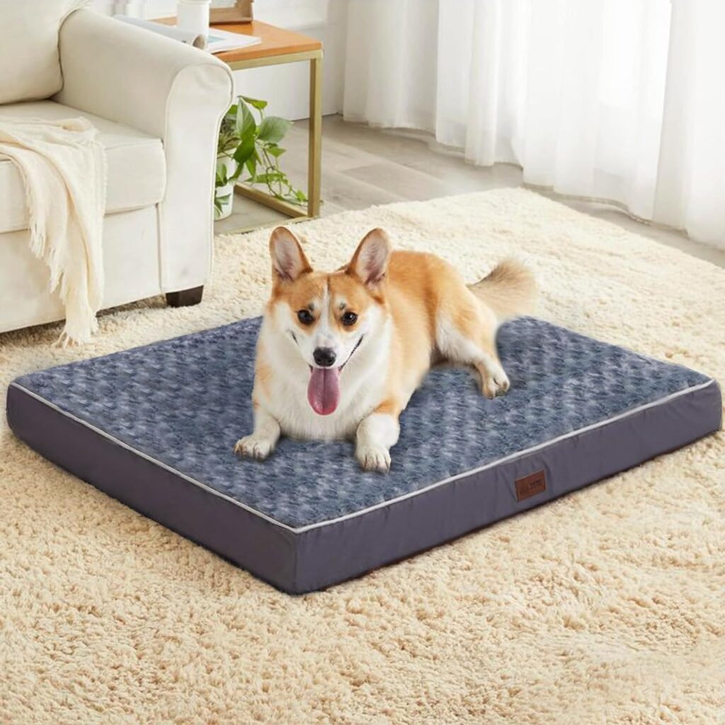 Western Home Large Dog Bed for Large, Jumbo, Medium Dogs, Orthopedic Pet Bed Waterproof Mattress with Removable Washable Cover, Thick Egg Crate Foam Dog Bed with Non-Slip Bottom