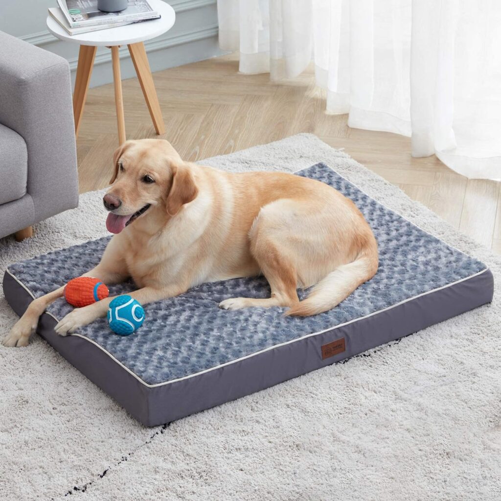 Western Home Large Dog Bed for Large, Jumbo, Medium Dogs, Orthopedic Pet Bed Waterproof Mattress with Removable Washable Cover, Thick Egg Crate Foam Dog Bed with Non-Slip Bottom