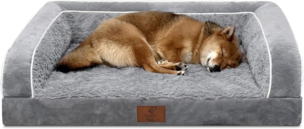 Yiruka Dog Beds for Large Dogs, Washable Dog Bed Sofa with Removable Cover, Waterproof Dog Bed Couch with Nonslip Bottom, High Bolster Dog Bed, Orthopedic Large Dog Bed up to 65 lbs